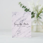 おしゃれなモダンマーブル結婚式Save the Date 案内ポストカード (スタンド正面)