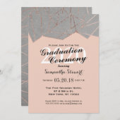 おしゃれなモダンローズゴールドジオ卒業式 招待状 (正面/裏面)