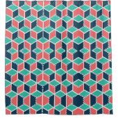 おしゃれなモダン幾何学カラーキューブ シャワーカーテン (正面)