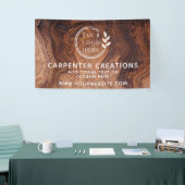 おしゃれなモダン木工ロゴ 横断幕 (トレードショー)