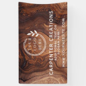 おしゃれなモダン木工ロゴ 横断幕 (縦)