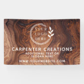 おしゃれなモダン木工ロゴ 横断幕 (横)