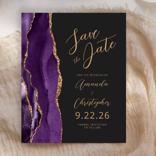 おしゃれなモダン結婚式のSave the Dateカード