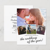 おしゃれなモダン4枚写真ウェディング招待状 (正面/裏面)