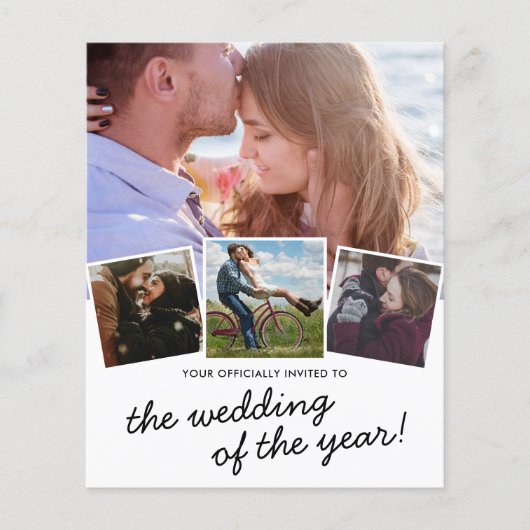 おしゃれなモダン4枚写真ウェディング招待状 (正面)