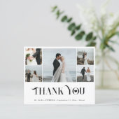 おしゃれなモダン5枚の写真コラージュ結婚式の感謝カード (スタンド正面)