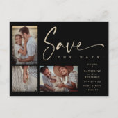 おしゃれなモダン ウェディング フォト コラージュ3枚 ポストカード (正面)
