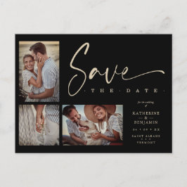 おしゃれなモダン ウェディング フォト コラージュ3枚 ポストカード