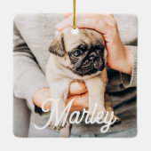 おしゃれなモダン シンプル オーダーメイド ペット フォト 記念品 セラミックオーナメント (裏面)