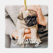 おしゃれなモダン シンプル オーダーメイド ペット フォト 記念品 セラミックオーナメント (正面)
