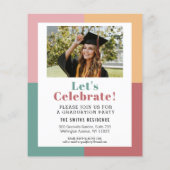 おしゃれなモダン スクリプト フォト 卒業 ご招待 チラシ (裏面)