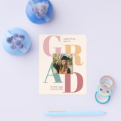 おしゃれなモダン スクリプト フォト 卒業 ご招待 チラシ (シングル)