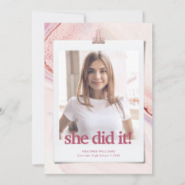 おしゃれなモダン タイポグラフィー 卒業発表 案内状