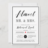 おしゃれなモダン タイポグラフィー 結婚式リハーサルランチ 招待状 (正面)