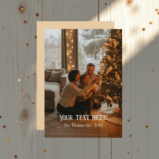 おしゃれなモダン タイポグラフィ ファミリー クリスマス フォト