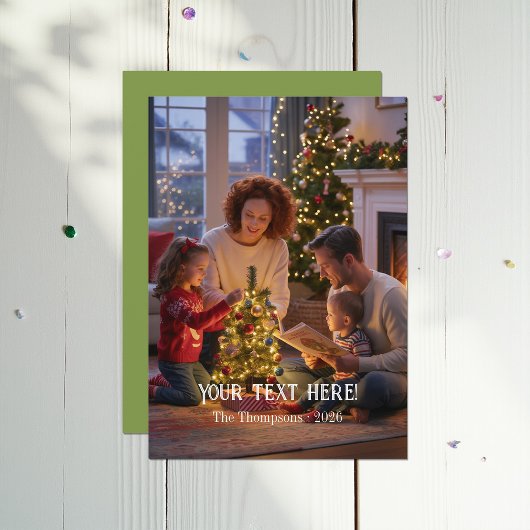 おしゃれなモダン タイポグラフィ ファミリー クリスマス フォト