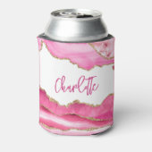 おしゃれなモダン ピンクアゲート ゴールドグリッター オーダーメイド 缶クーラー (缶裏面)