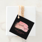 おしゃれなモダン ピンク ブラック ゴールドグリッター 誕生日お礼 フェイバータグ (インサイチュ)