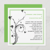 おしゃれなモダン ブラックとグリーンの渦巻き 招待状 (正面/裏面)