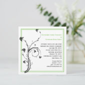 おしゃれなモダン ブラックとグリーンの渦巻き 招待状 (スタンド正面)