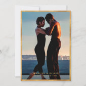 おしゃれなモダン ブラックゴールド ラグジュアリー フォト ウェディング セーブザデート (正面)