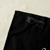 おしゃれなモダン ブラック グレー モノグラム 名前 スクリプト ビーチタオル (インサイチュ)