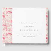 おしゃれなモダン ブラッシュ パイズリー タイポグラフィー ブライダル シャワー ゲストブック (正面)