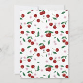 おしゃれなモダン ベビーシャワー ピンクのリボン 女の子 チェリー 招待状 (裏面)