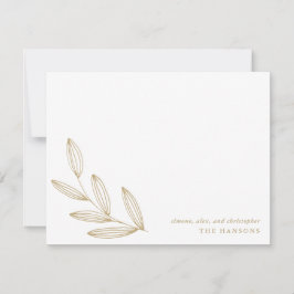 おしゃれなモダン ボタニカル スプラウト タン クリームとホワイト ノートカード