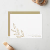 おしゃれなモダン ボタニカル スプラウト タン クリームとホワイト ノートカード (正面/裏面インサイチュ)