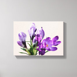 おしゃれなモダン ボーホー パープル クロカス フラワー グラム キャンバスプリント
