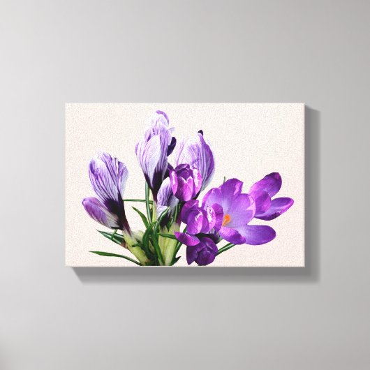おしゃれなモダン ボーホー パープル クロカス フラワー グラム キャンバスプリント (正面)