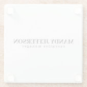 おしゃれなモダン ミニマリスト 名前を追加 ガラスコースター (裏面)