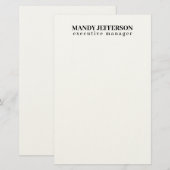 おしゃれなモダン ミニマル デザイン 名前を追加 便箋 (正面/裏面)