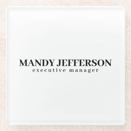 おしゃれなモダン ミニマル 名前を追加 ガラスコースター (正面)