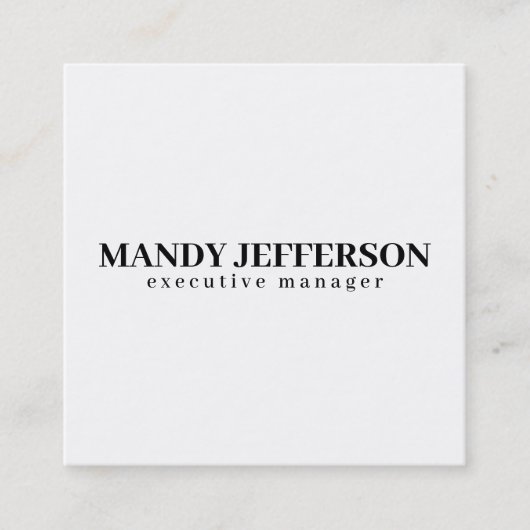 おしゃれなモダン ミニマル 名前を追加 スクエア名刺 (正面)