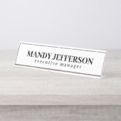 おしゃれなモダン ミニマル 名前を追加 デスクネームプレート (正面)