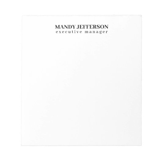 おしゃれなモダン ミニマル 名前を追加 ノートパッド (正面)