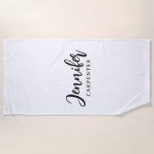 おしゃれなモダン ミニマル 名前を追加 ビーチタオル (正面)