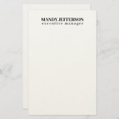 おしゃれなモダン ミニマル 名前を追加 便箋 (正面/裏面)