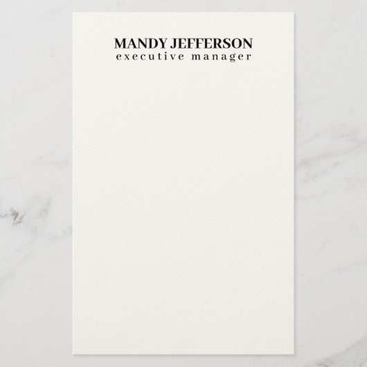 おしゃれなモダン ミニマル 名前を追加 便箋 (正面)