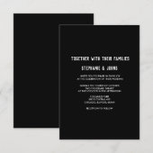 おしゃれなモノクロのミニマル現代風ウェディング 招待状 (正面/裏面)