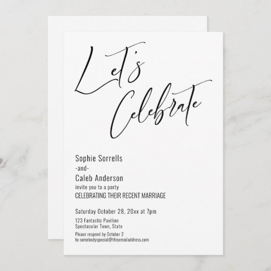 おしゃれなモノクロの結婚式招待状をデザインしてみましょう 招待状 (正面/裏面)