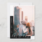 おしゃれなモノクロ写真の結婚式 セーブザデート (正面)