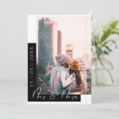 おしゃれなモノクロ写真の結婚式 セーブザデート (スタンド正面)