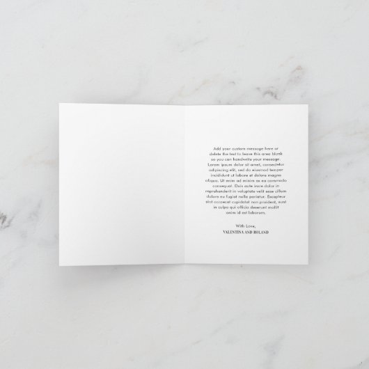 おしゃれなモノクロ写真 現代のウェディング サンキューカード (内部)