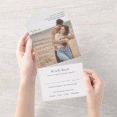 おしゃれなモノクロ写真 現代の結婚式 オールインワン招待状 (貼ってはがせる)