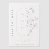 おしゃれなモノクロ桜の花の結婚式Save the Date ベラム紙招待状 (正面)