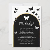 おしゃれなモノクロ男女問わないベビーシャワー 招待状 (正面)