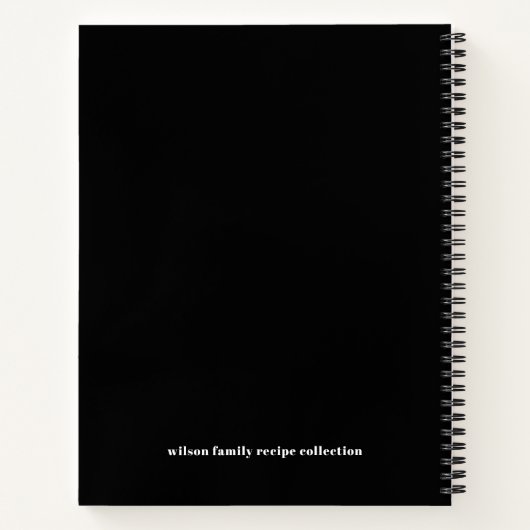 おしゃれなモノクロ ファミリー ネーム タイポグラフィ レシピ ノートブック (裏面)
